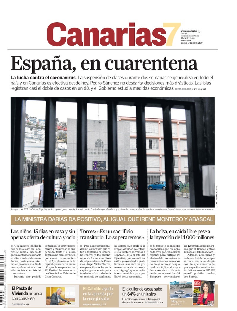 Portada Canarias7 13-03-2020