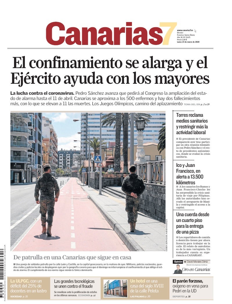 Portada Canarias7 23-03-2020