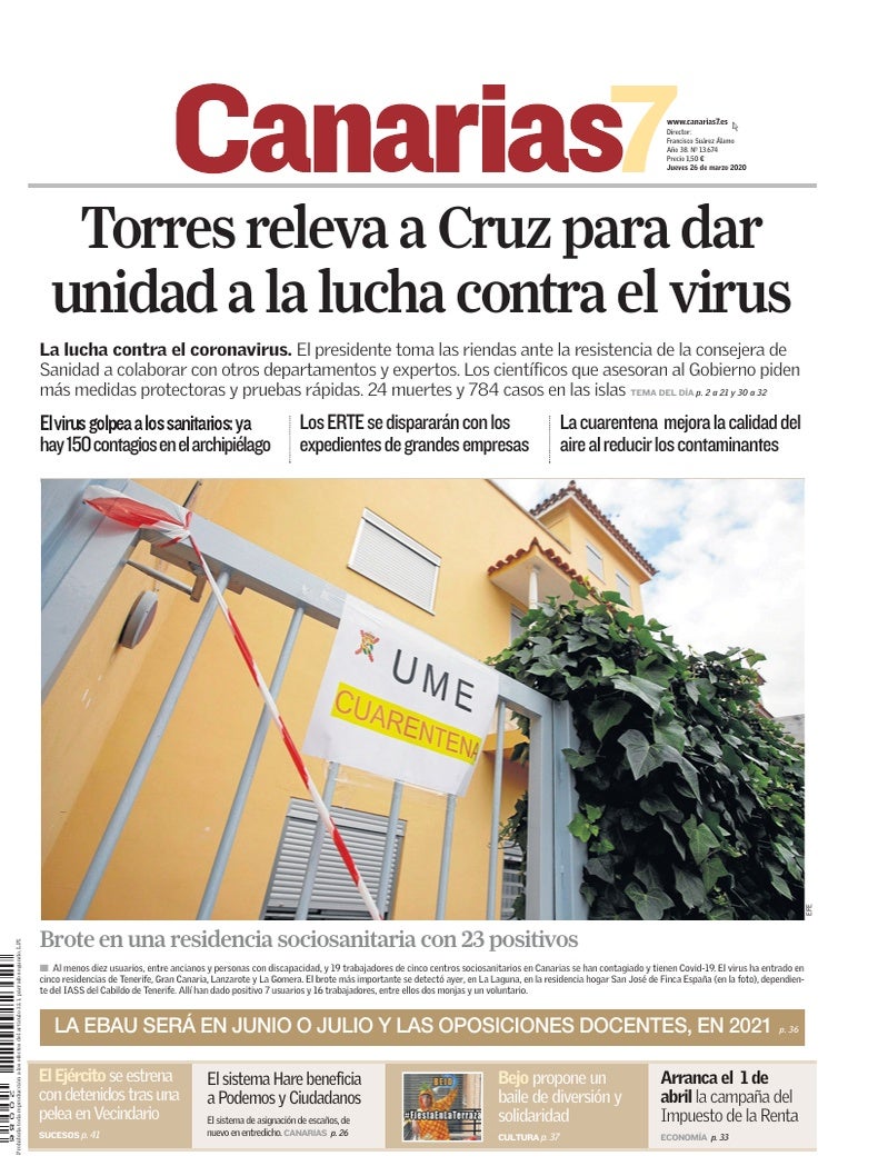 Portada Canarias7 26-03-2020