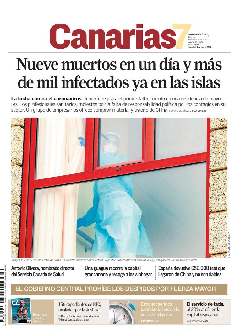 Portada Canarias7 28-03-2020