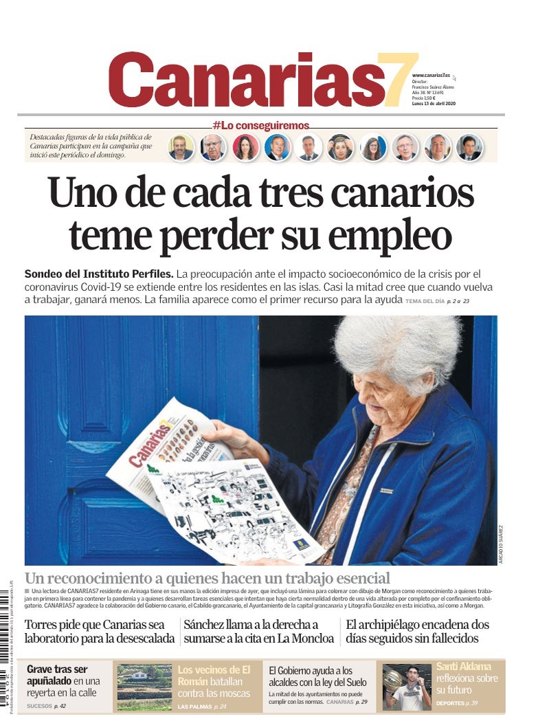Portada Canarias7 13-04-2020