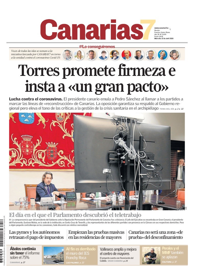 Portada Canarias7 15-04-2020