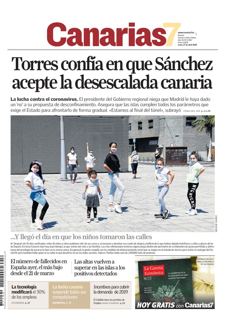 Portada Canarias7 27-04-2020