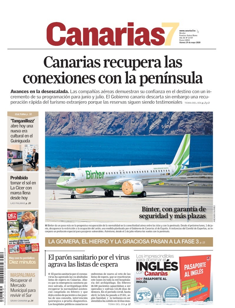 Portada Canarias7 29-05-2020
