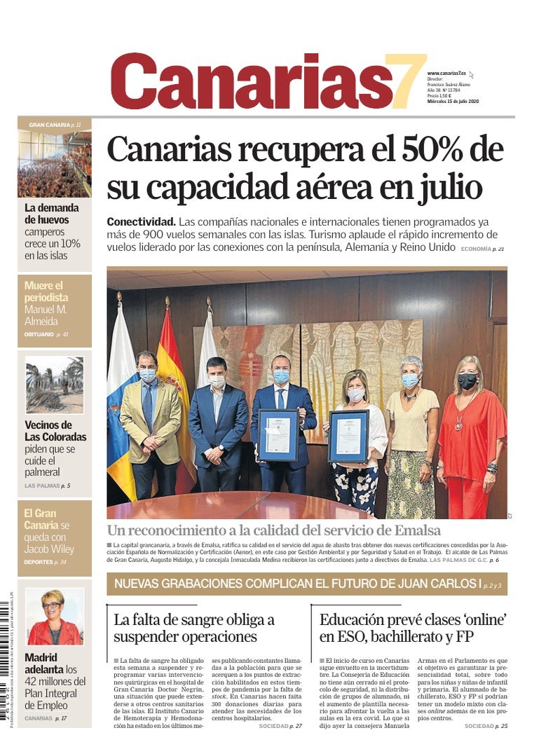 Portada Canarias7 15-07-2020