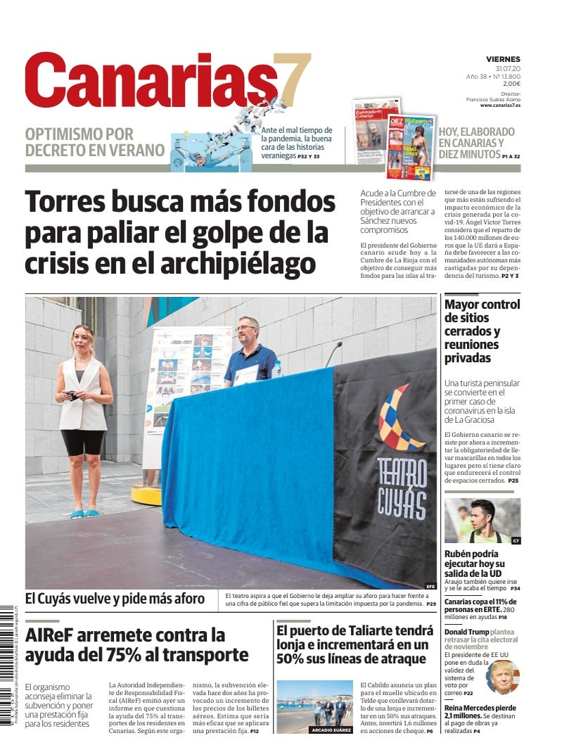 Portada Canarias7 31-07-2020