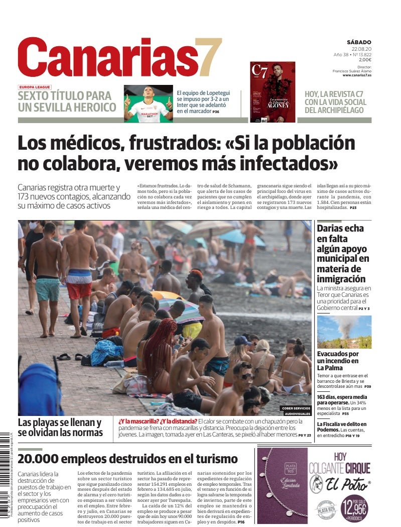 Portada Canarias7 22-08-2020
