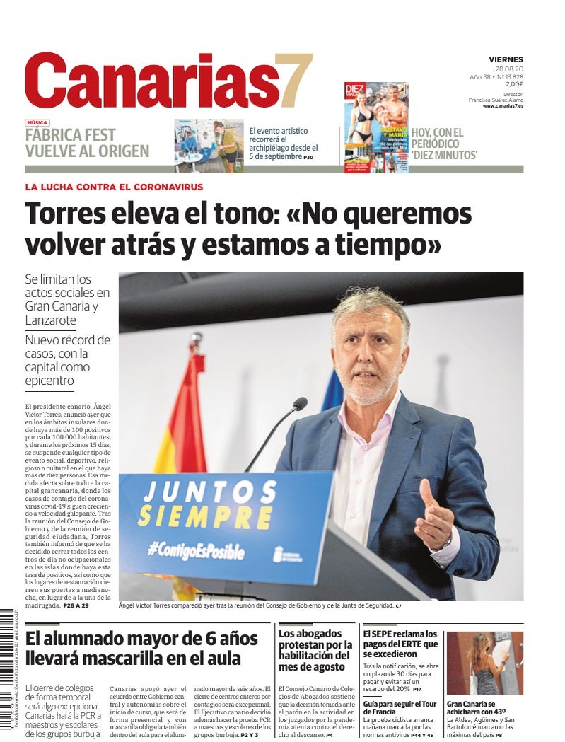 Portada Canarias7 28-08-2020