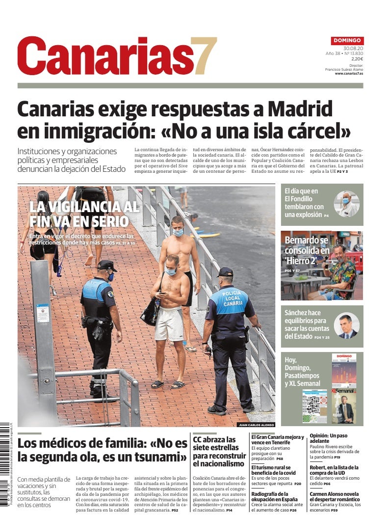 Portada Canarias7 30-08-2020