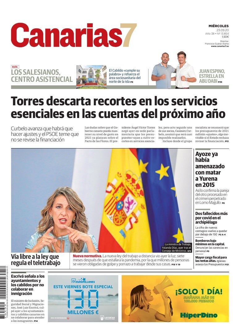 Portada Canarias7 23-09-2020