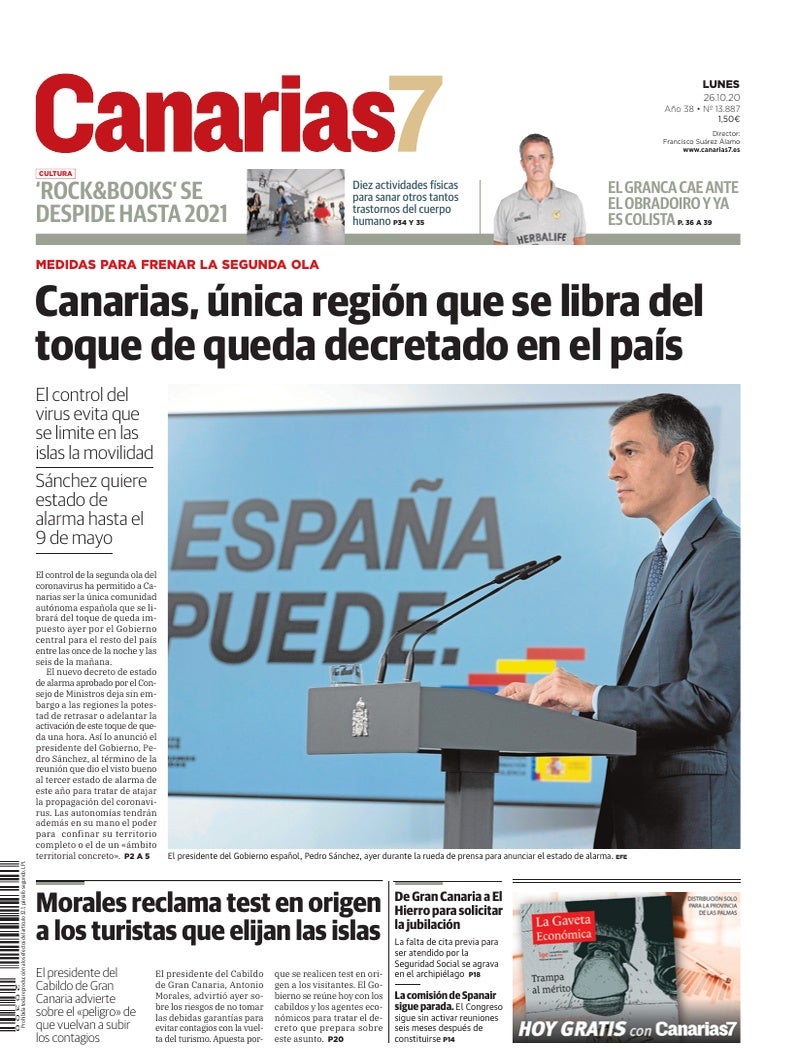Portada Canarias7 26-10-2020