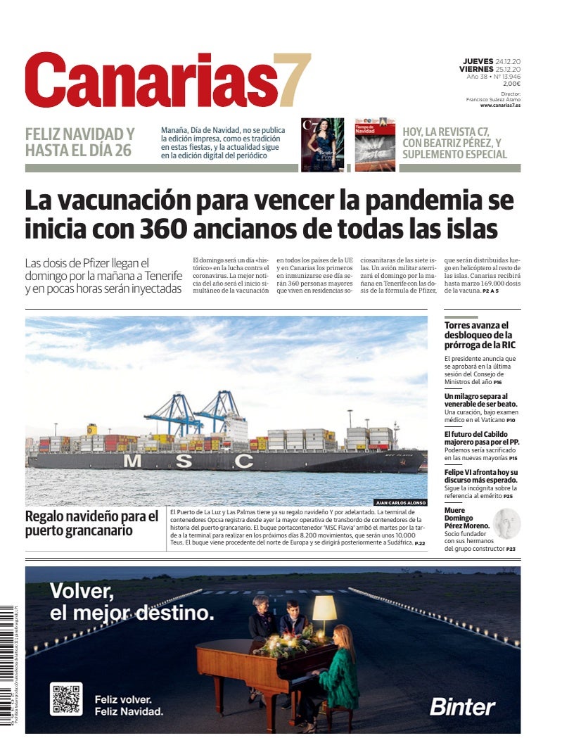Portada Canarias7 24-12-2020