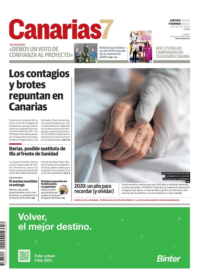 Portada Canarias7 31-12-2020
