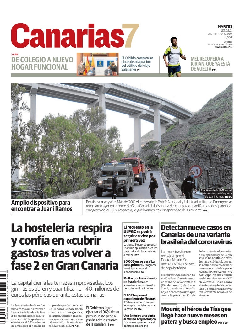 Portada Canarias7 23-02-2021