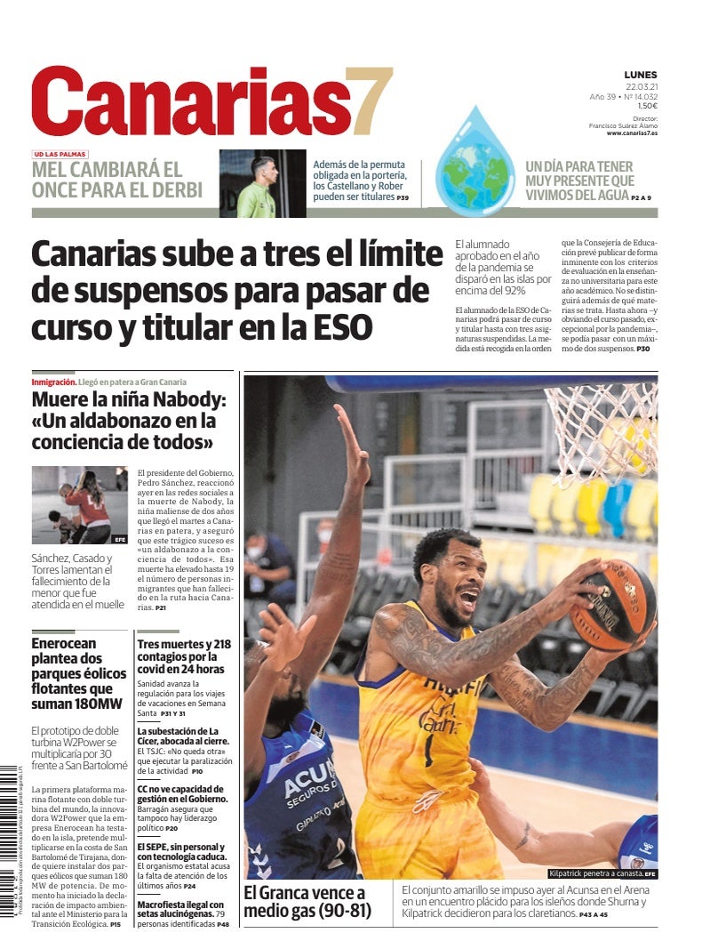 Portada Canarias7 22-03-2021