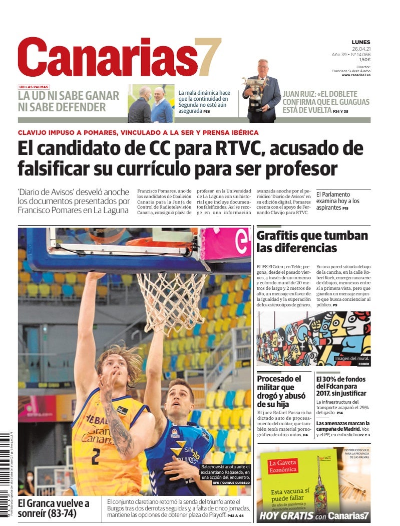 Portada Canarias7 26-04-2021