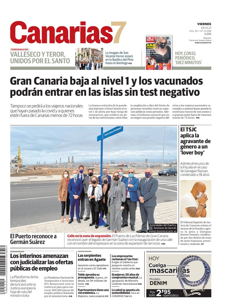 Portada Canarias7 28-05-2021