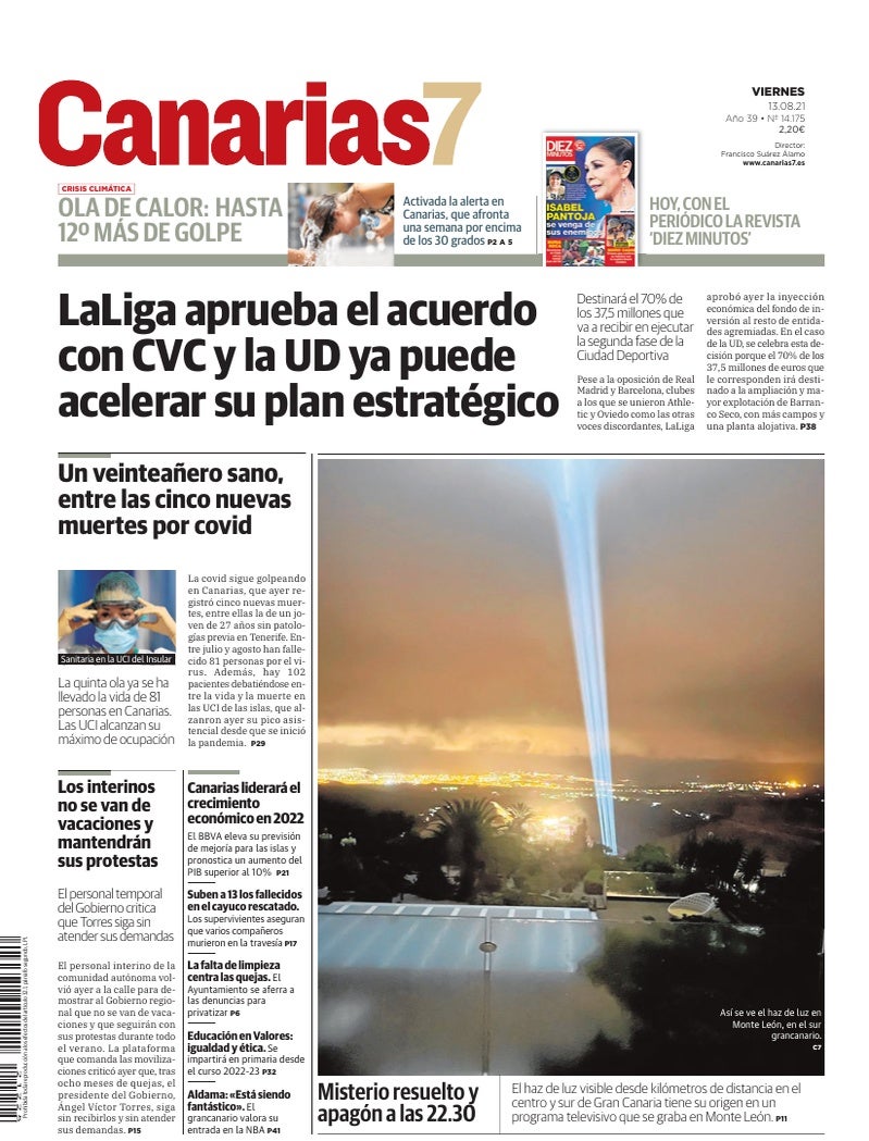 Portada Canarias7 13-08-2021
