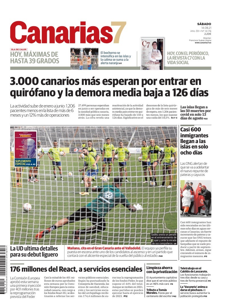 Portada Canarias7 14-08-2021
