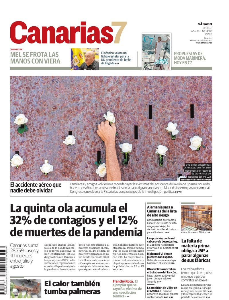 Portada Canarias7 21-08-2021