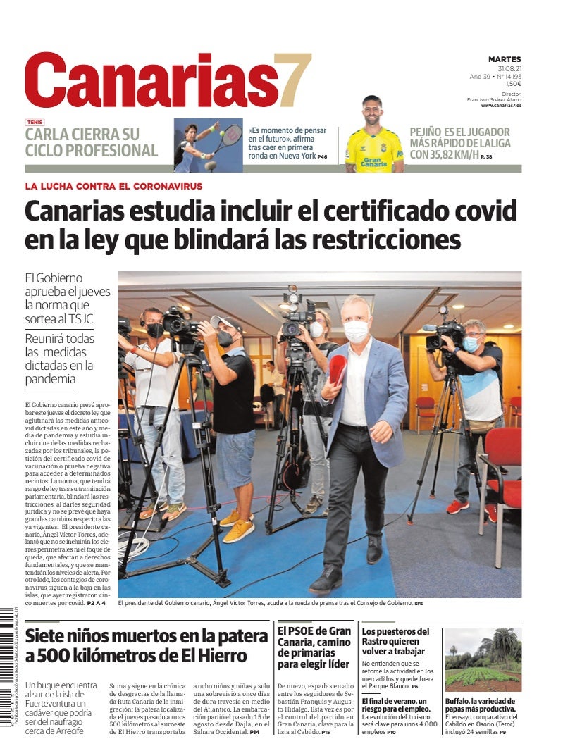 Portada Canarias7 31-08-2021