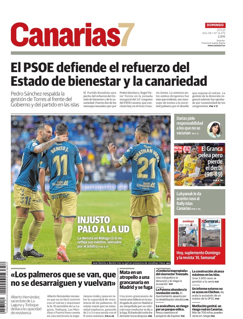Portada Canarias7 21-11-2021