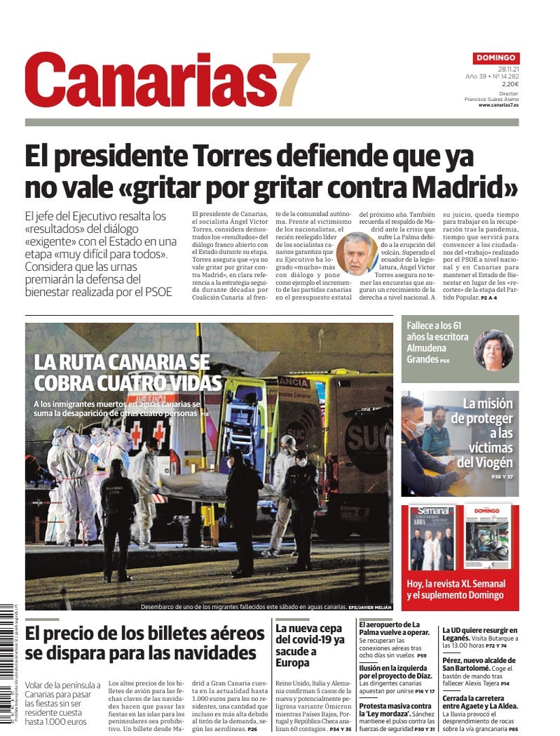 Portada Canarias7 28-11-2021