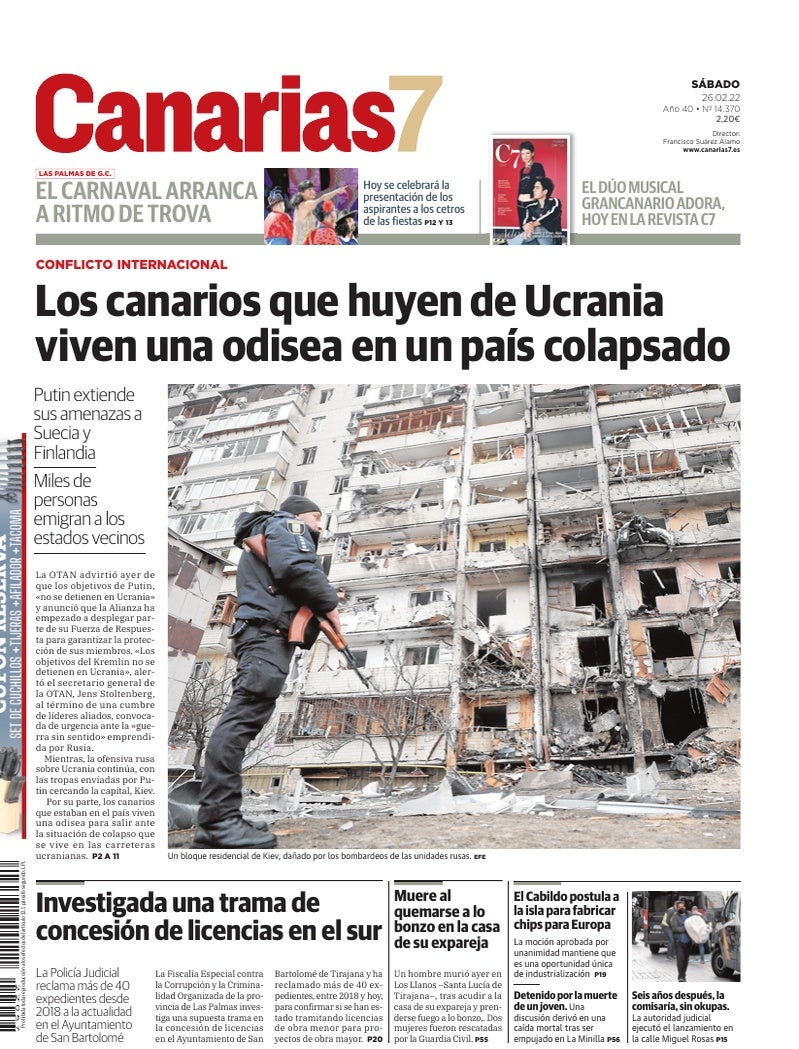 Portada Canarias7 26-02-2022