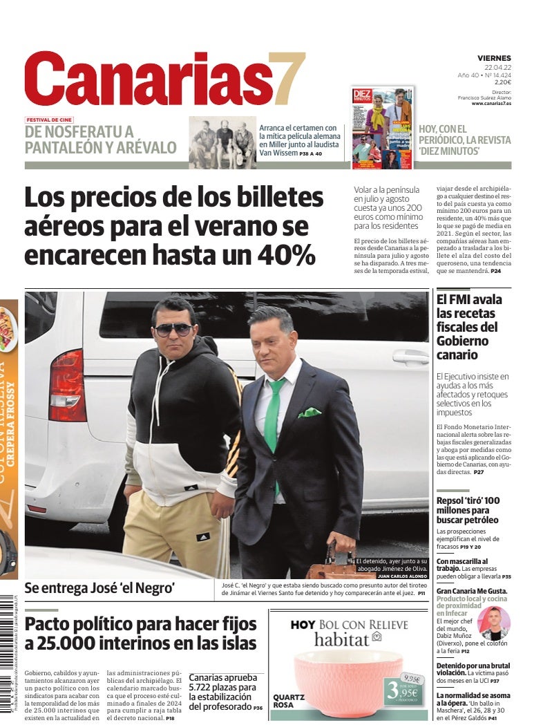 Portada Canarias7 22-04-2022