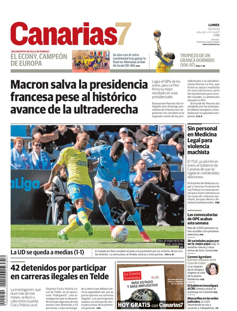Portada Canarias7 25-04-2022