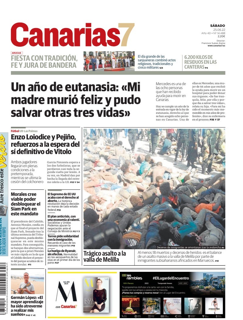 Portada Canarias7 25-06-2022