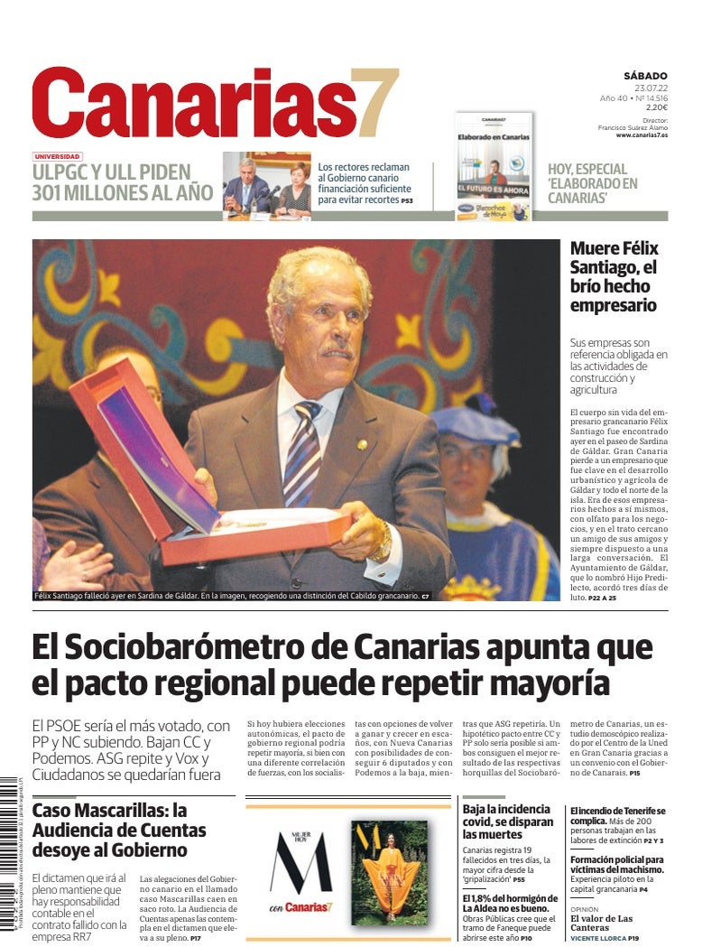 Portada Canarias7 23-07-2022