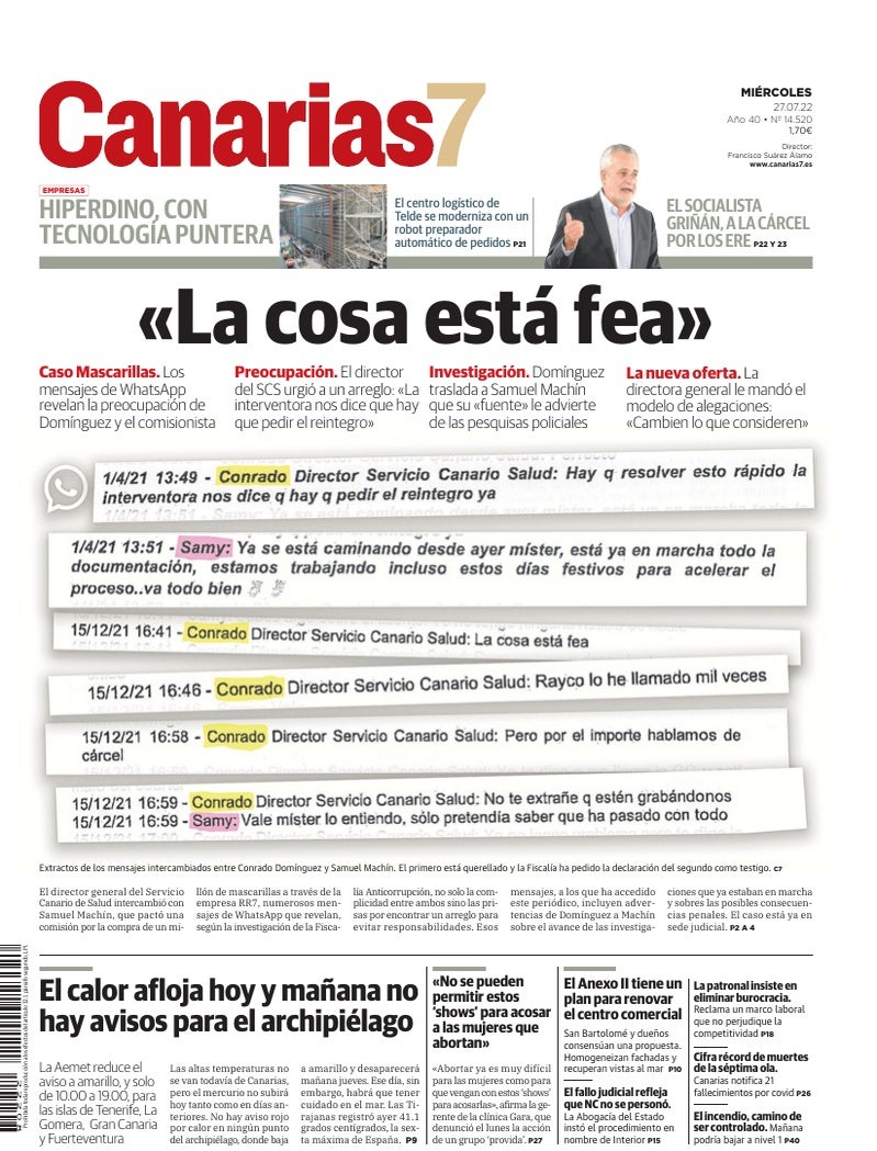 Portada Canarias7 27-07-2022