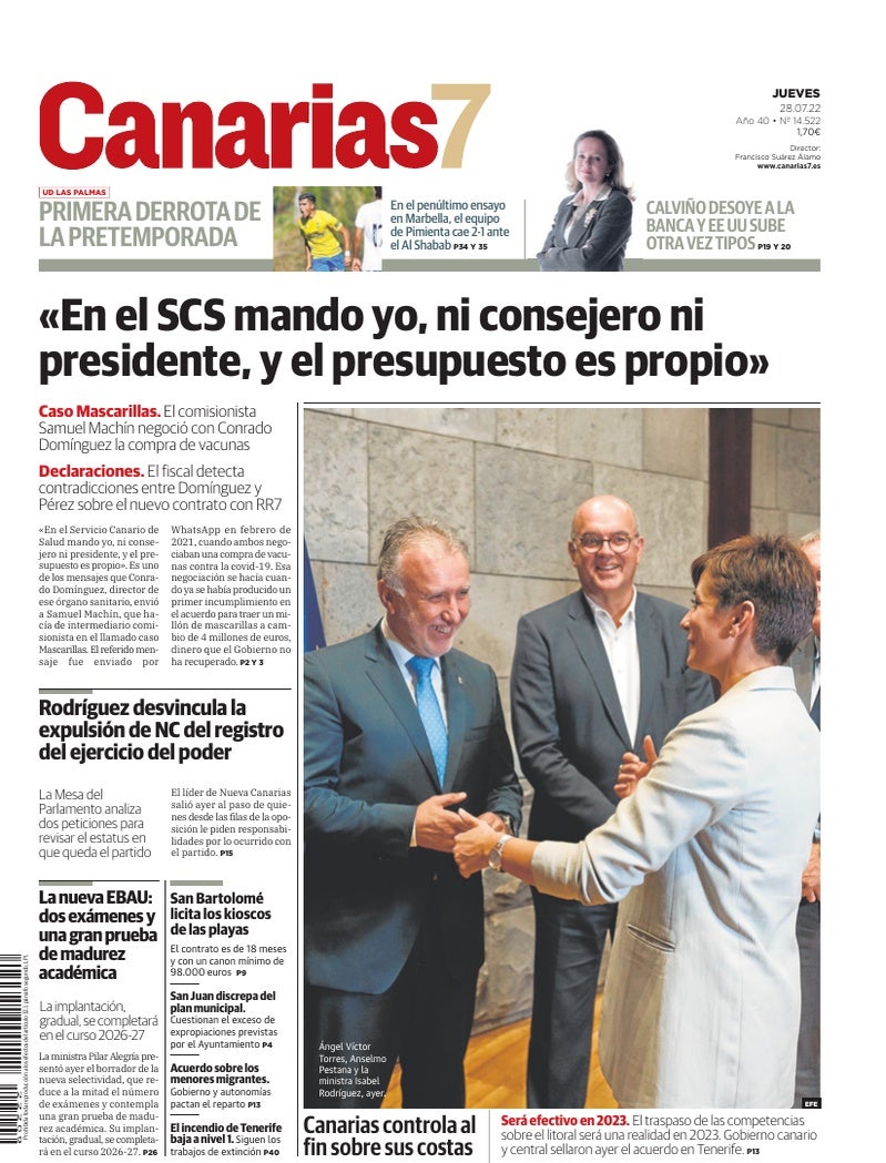 Portada Canarias7 28-07-2022