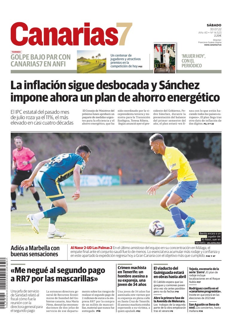 Portada Canarias7 30-07-2022