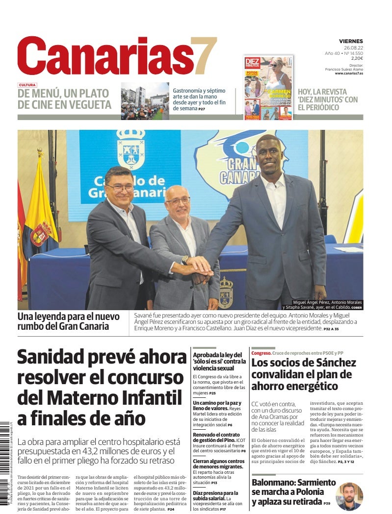 Portada Canarias7 26-08-2022