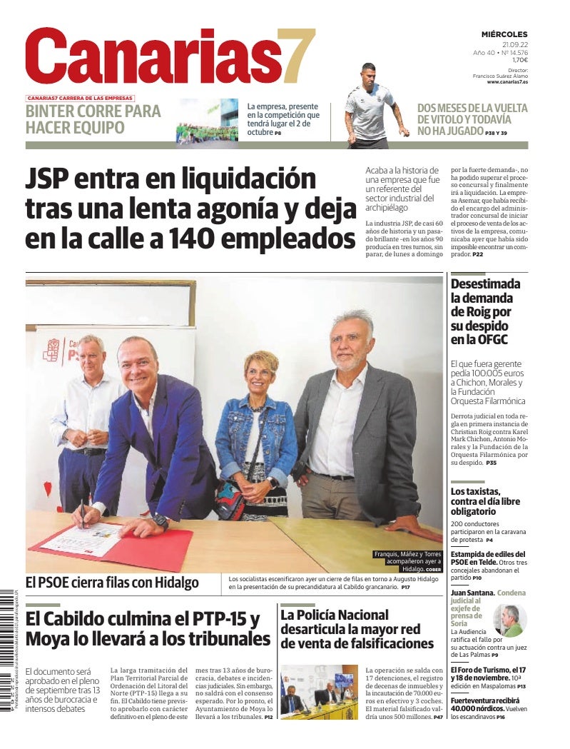 Portada Canarias7 21-09-2022