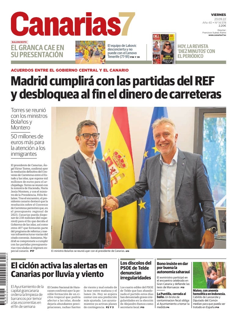 Portada Canarias7 23-09-2022