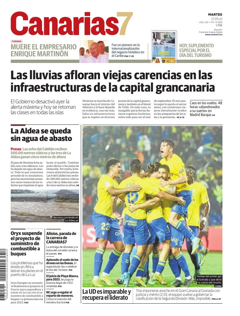 Portada Canarias7 27-09-2022