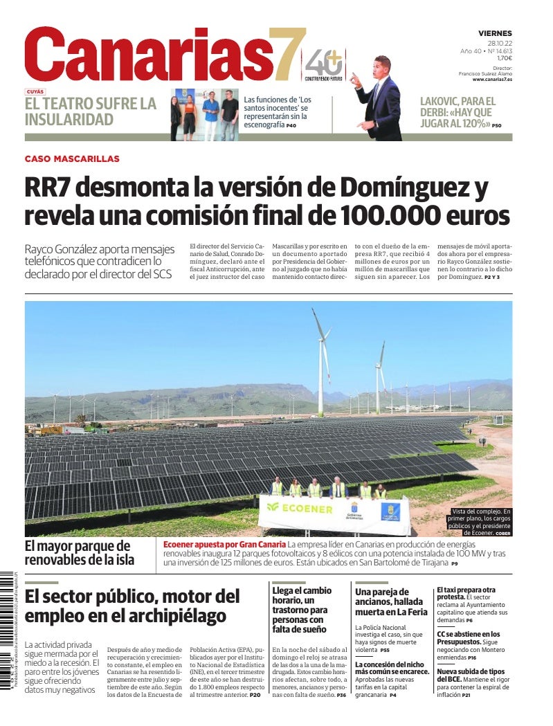 Portada Canarias7 28-10-2022