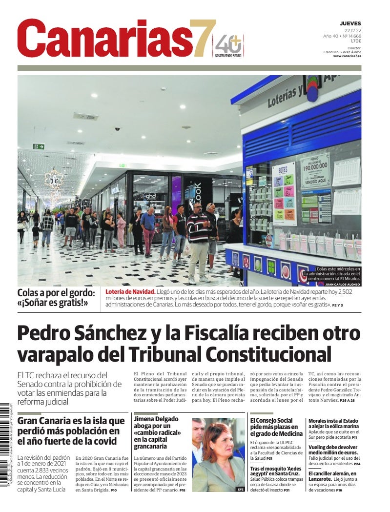 Portada Canarias7 22-12-2022
