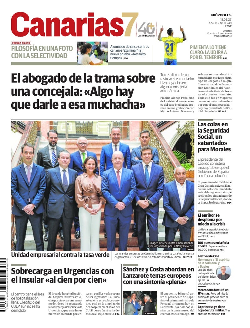 Portada Canarias7 15-03-2023