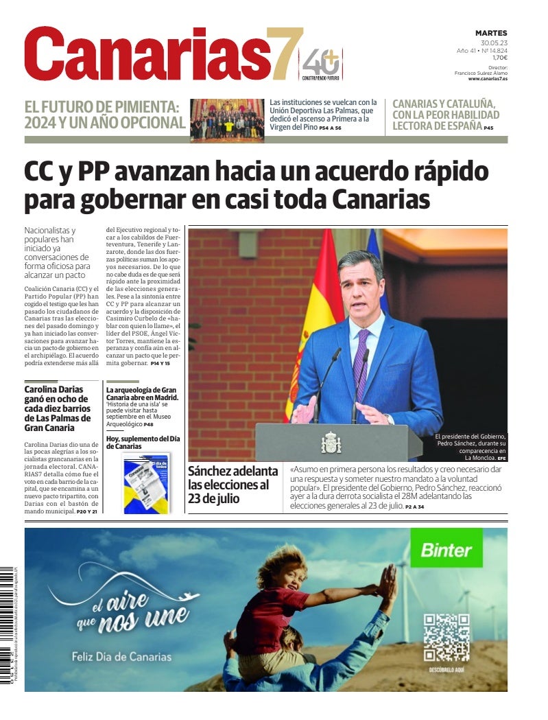 Portada Canarias7 30-05-2023