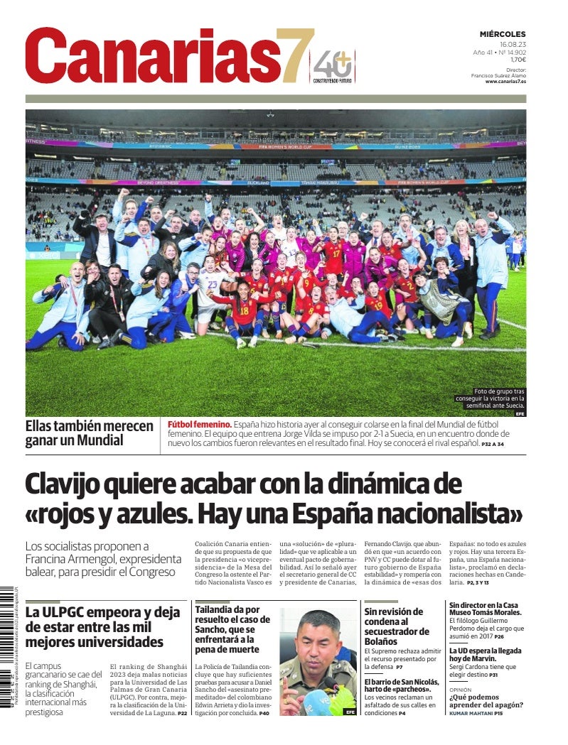 Portada Canarias7 16-08-2023