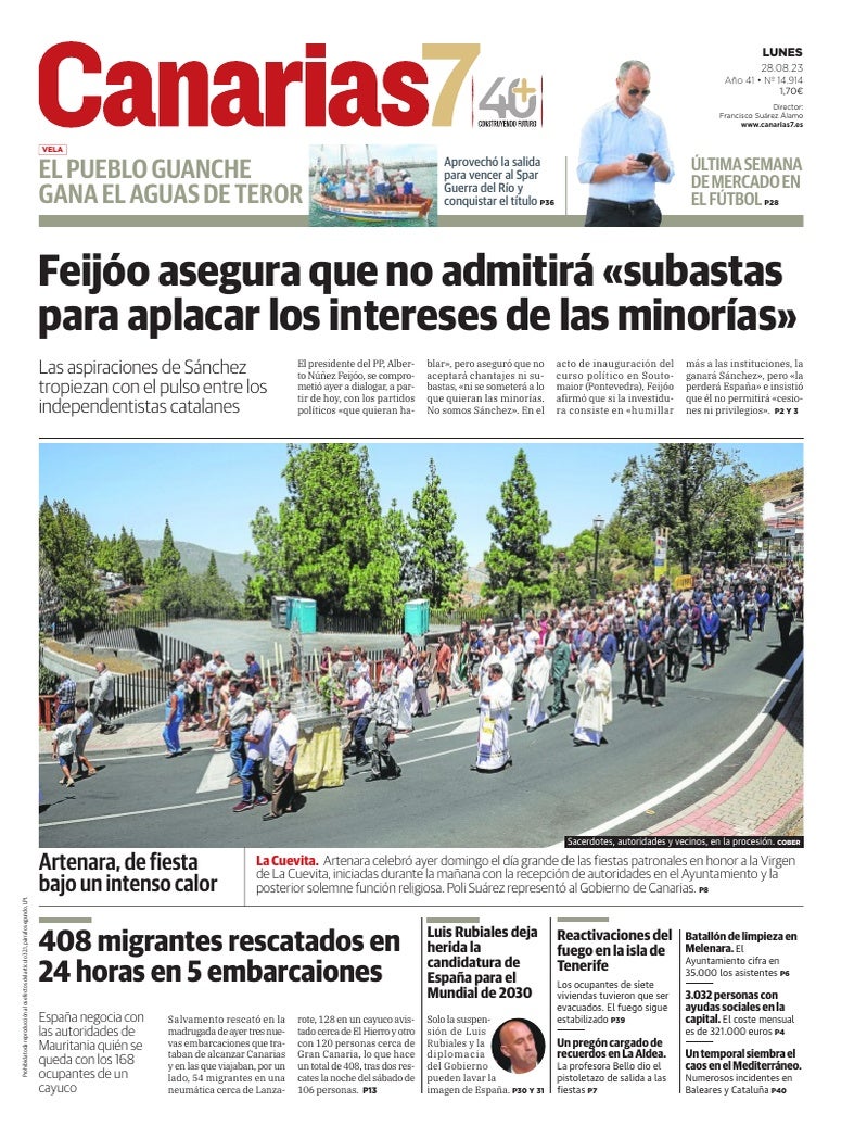 Portada Canarias7 28-08-2023