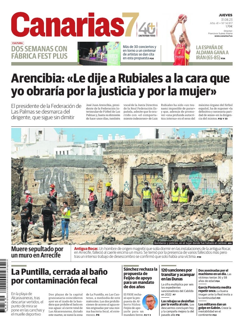 Portada Canarias7 31-08-2023
