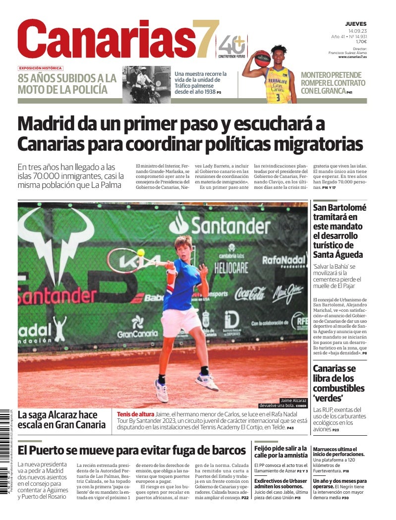 Portada Canarias7 14-09-2023