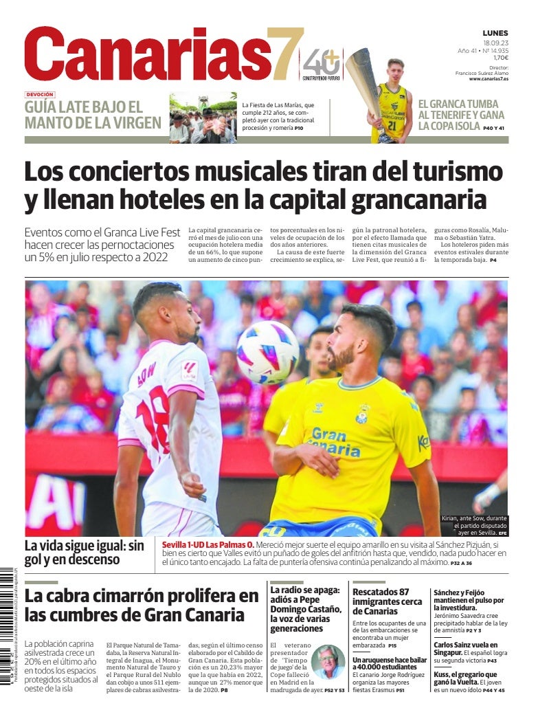 Portada Canarias7 18-09-2023