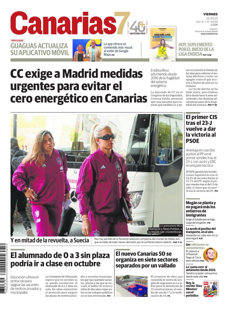 Portada Canarias7 22-09-2023