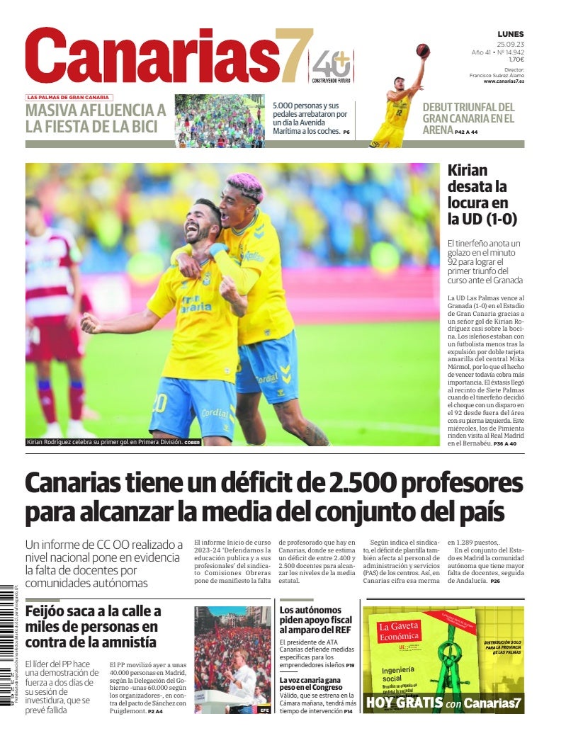 Portada Canarias7 25-09-2023